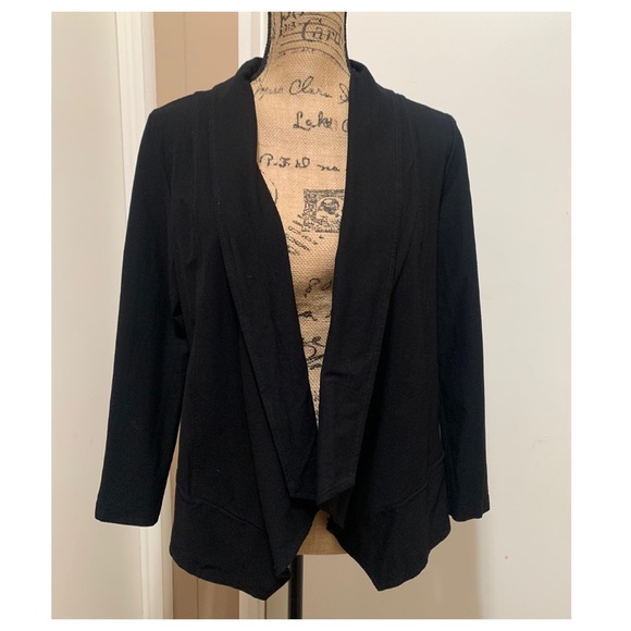 Eileen Fisher Black Open Front Cardigan 3/4 Sleeve - Picture 1 of 7